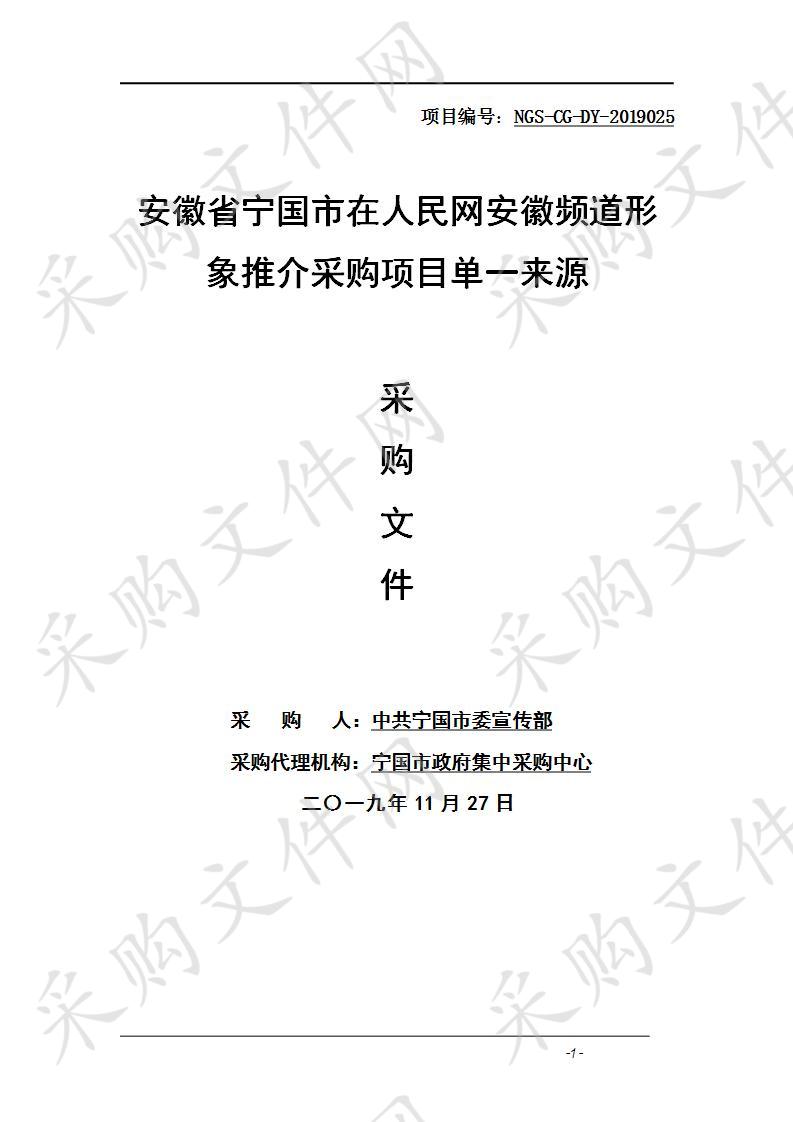 安徽省宁国市在人民网安徽频道形象推介采购项目