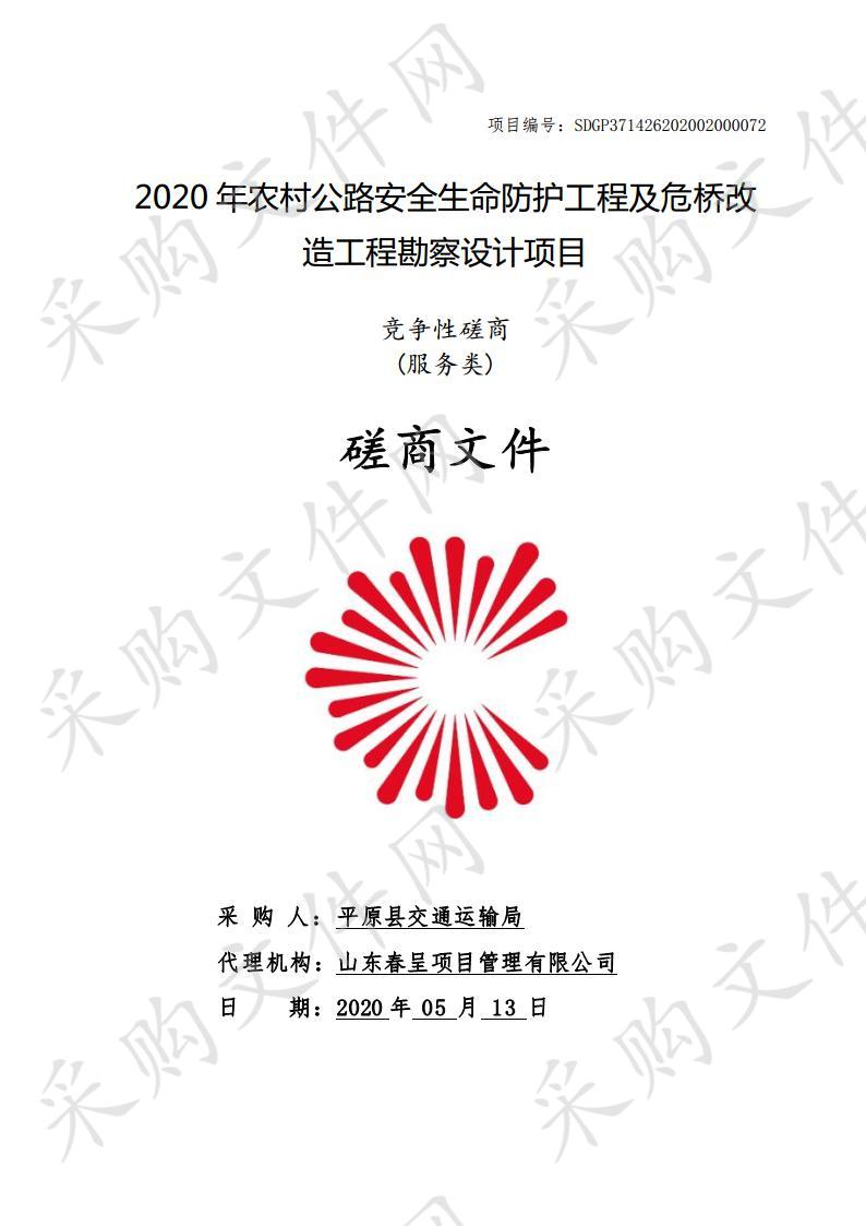 2020年农村公路安全生命防护工程及危桥改造工程勘察设计项目