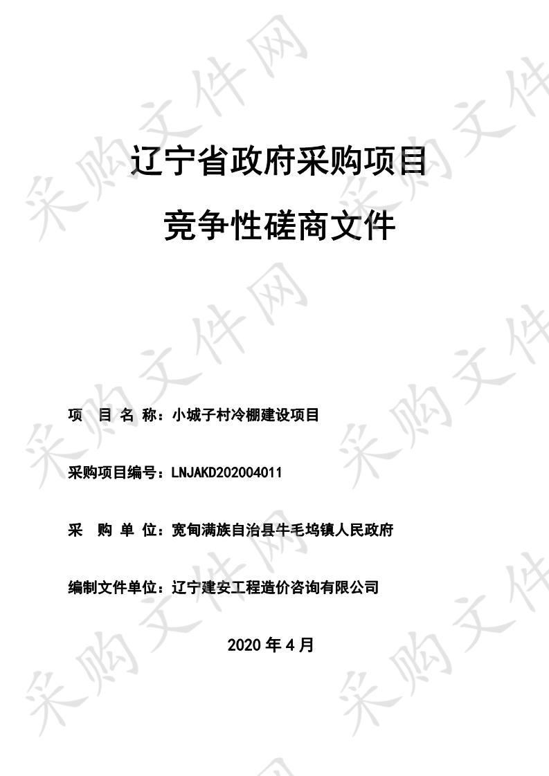 宽甸满族自治县牛毛坞镇人民政府小城子村冷棚建设项目