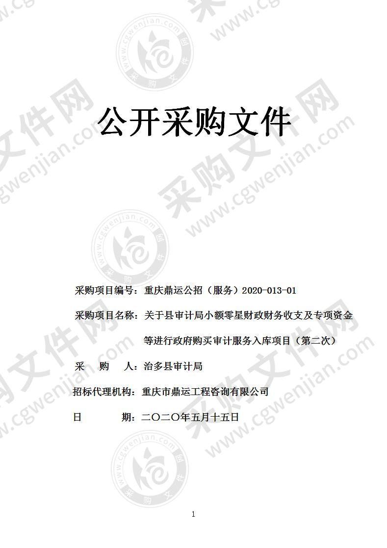 县审计局小额零星财政财务收支及专项资金等进行政府购买审计服务入库项目