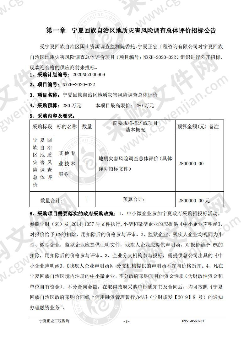 宁夏回族自治区地质灾害风险调查总体评价