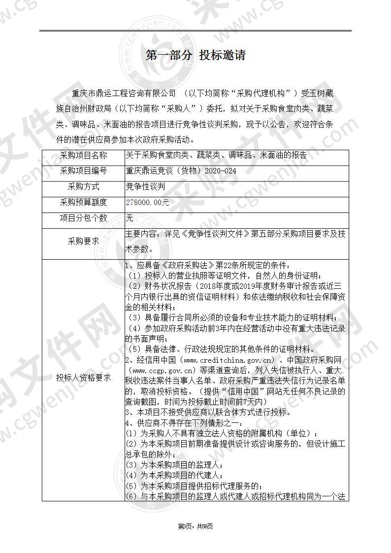 采购食堂肉类、蔬菜类、调味品、米面油的报告