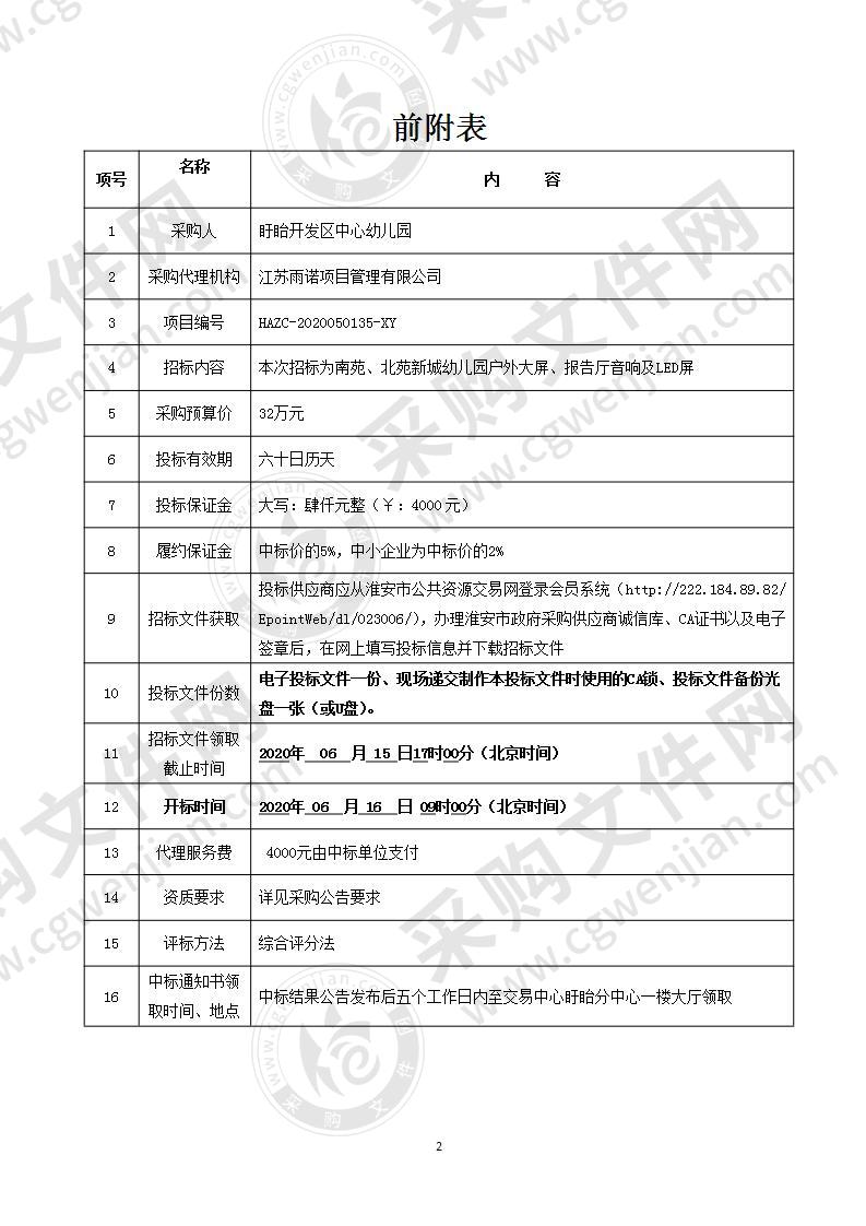 南苑新城、北苑新城幼儿园户外大屏及北苑幼儿园报告厅音响LED屏采购项目