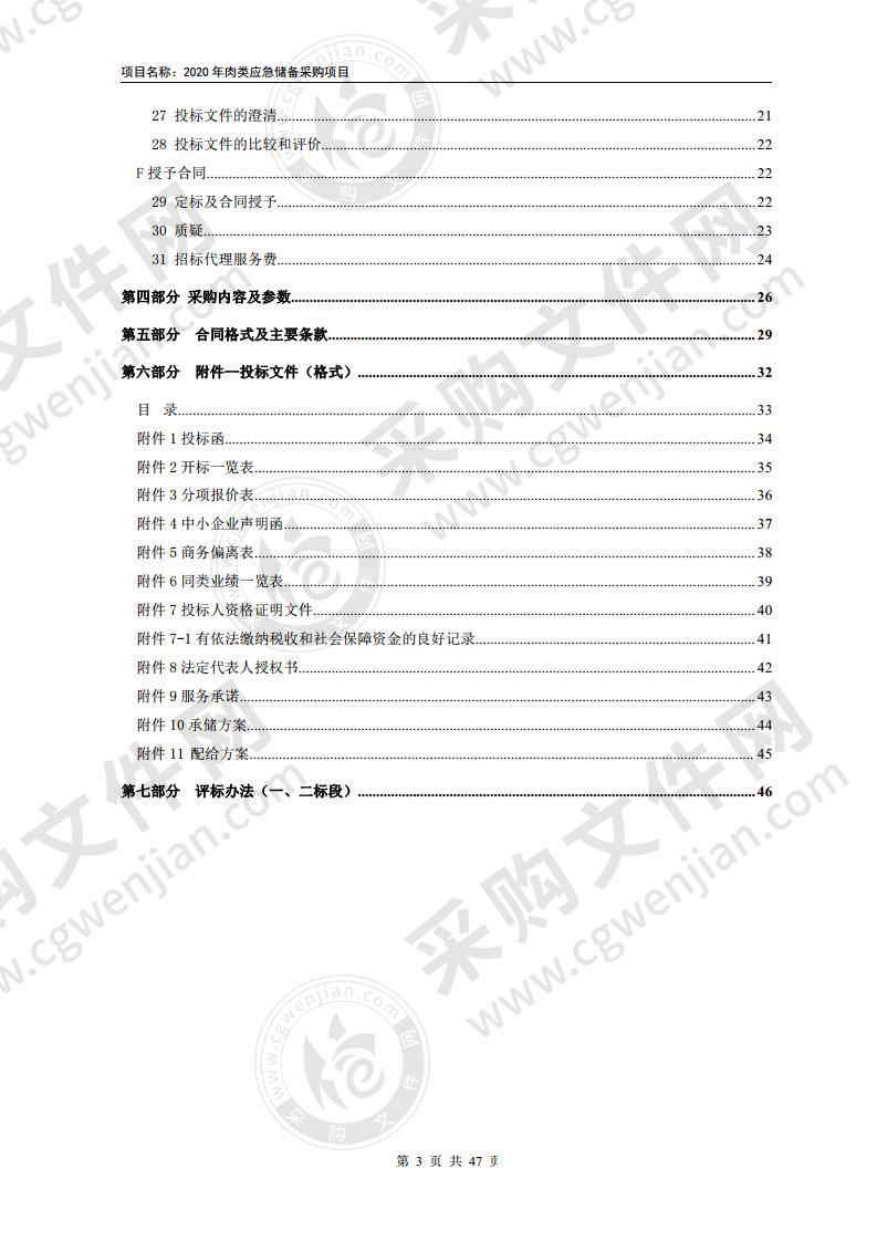 2020年肉类应急储备采购项目