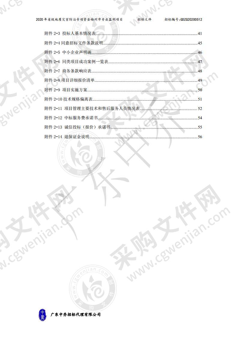 2020年省级地质灾害防治专项资金梅州市专业监测项目