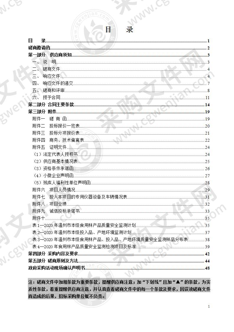 2020年温州市食用林产品检测