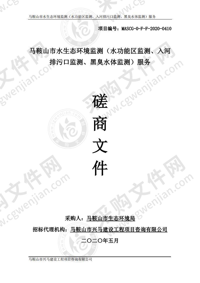 马鞍山市水生态环境监测（水功能区监测、入河排污口监测、黑臭水体监测）服务