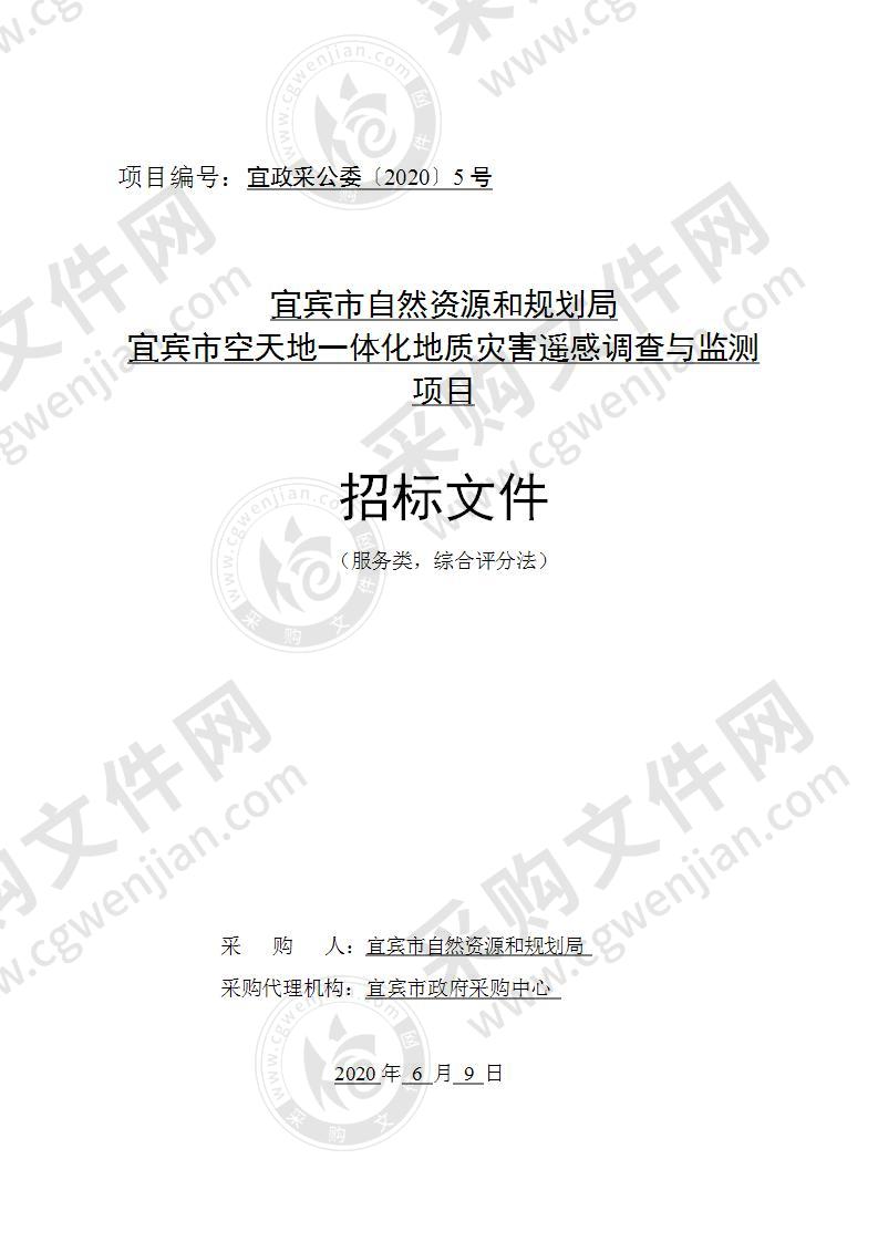 宜宾市自然资源和规划局宜宾市空天地一体化地质灾害遥感调查与监测项目