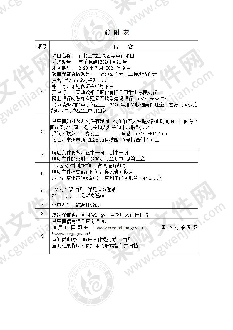 新北区龙控集团等审计项目