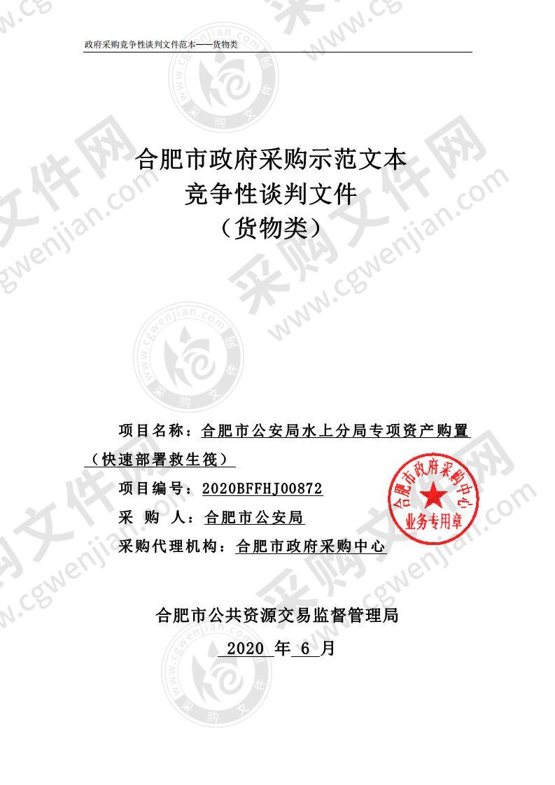 合肥市公安局水上分局专项资产购置（快速部署救生筏）项目