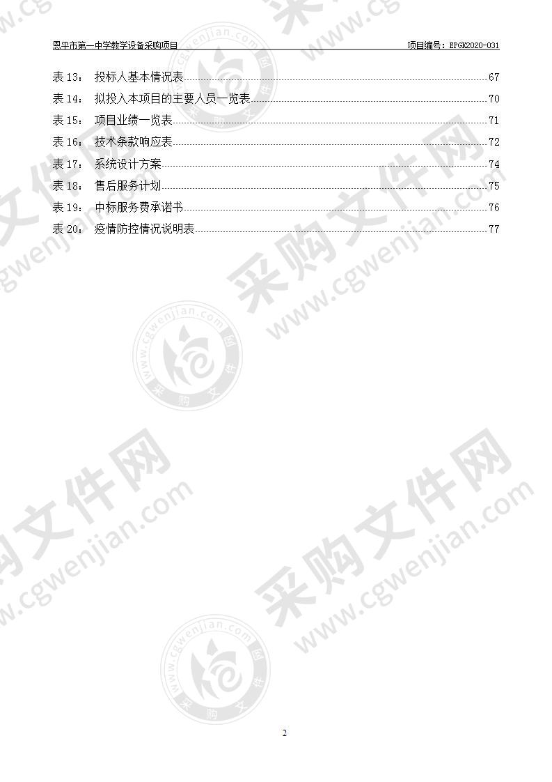 恩平市第一中学教学设备采购项目