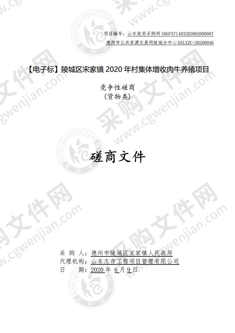 陵城区宋家镇2020年村集体增收肉牛养殖项目