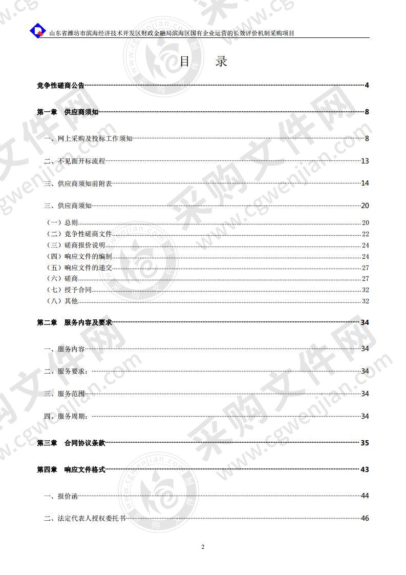 山东省潍坊市滨海经济技术开发区财政金融局滨海区国有企业运营的长效评价机制采购项目