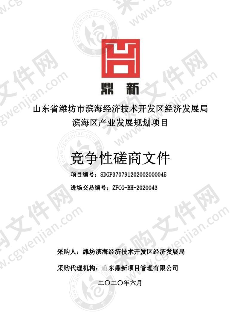 山东省潍坊市滨海经济技术开发区经济发展局滨海区产业发展规划项目