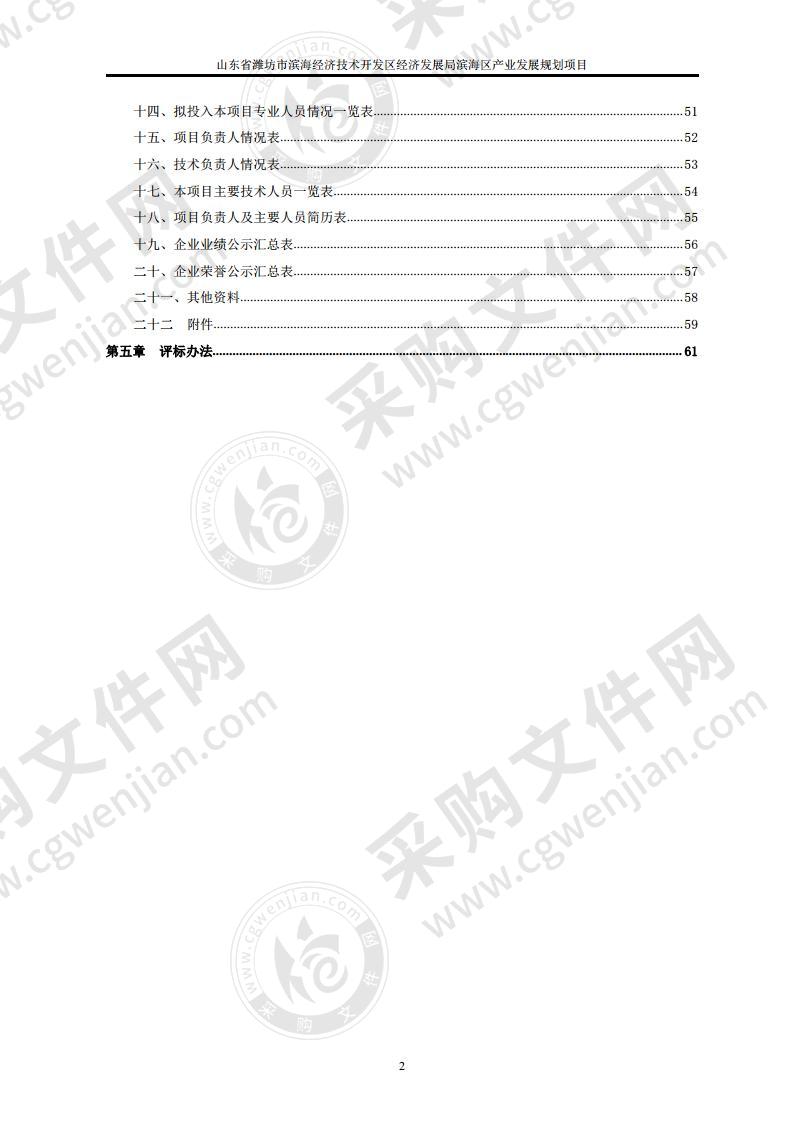 山东省潍坊市滨海经济技术开发区经济发展局滨海区产业发展规划项目