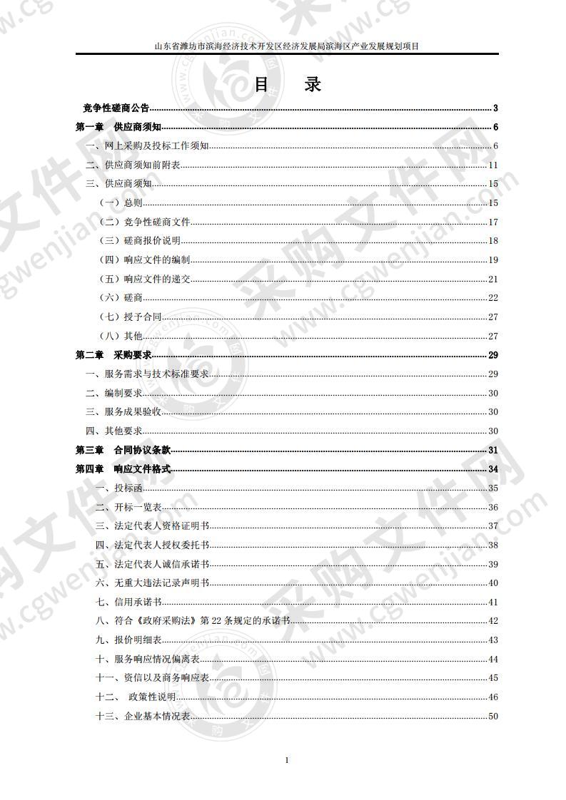 山东省潍坊市滨海经济技术开发区经济发展局滨海区产业发展规划项目