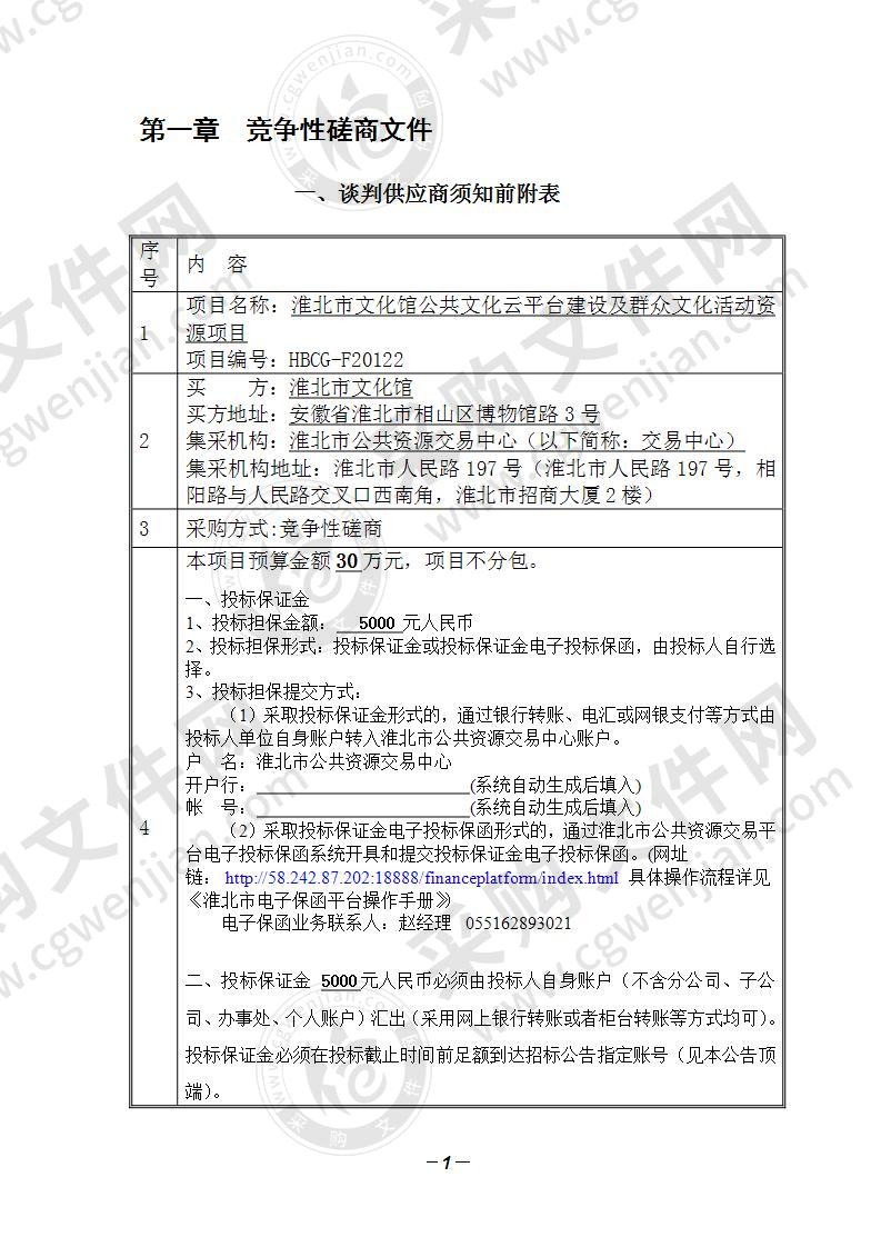 淮北市文化馆公共文化云平台建设及群众文化活动资源项目