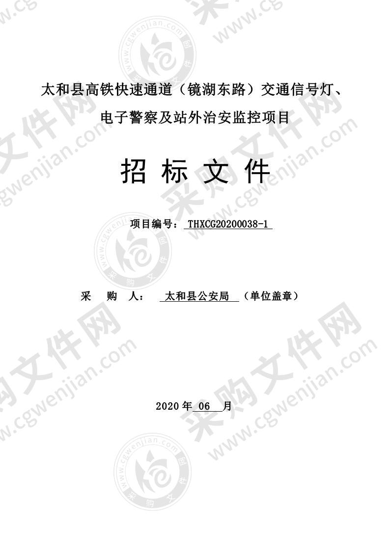 太和县高铁快速通道（镜湖东路）交通信号灯、电子警察及站外治安监控项目