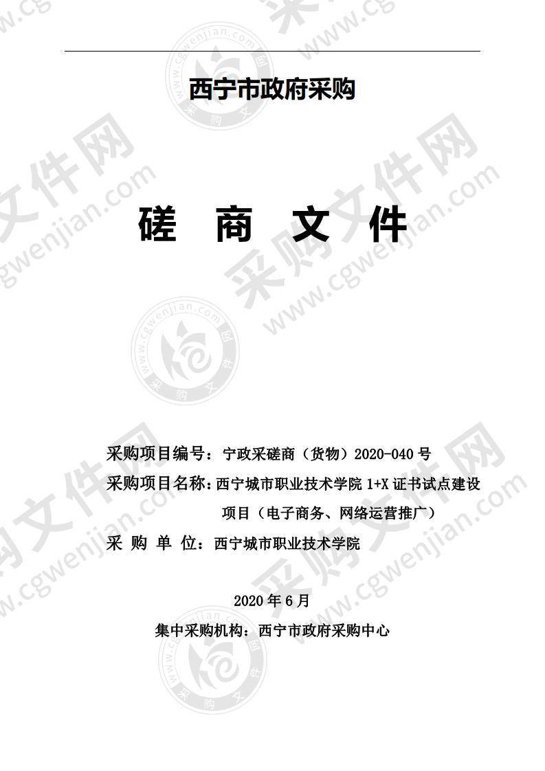 西宁城市职业技术学院1+X证书试点建设项目（电子商务、网络运营推广）