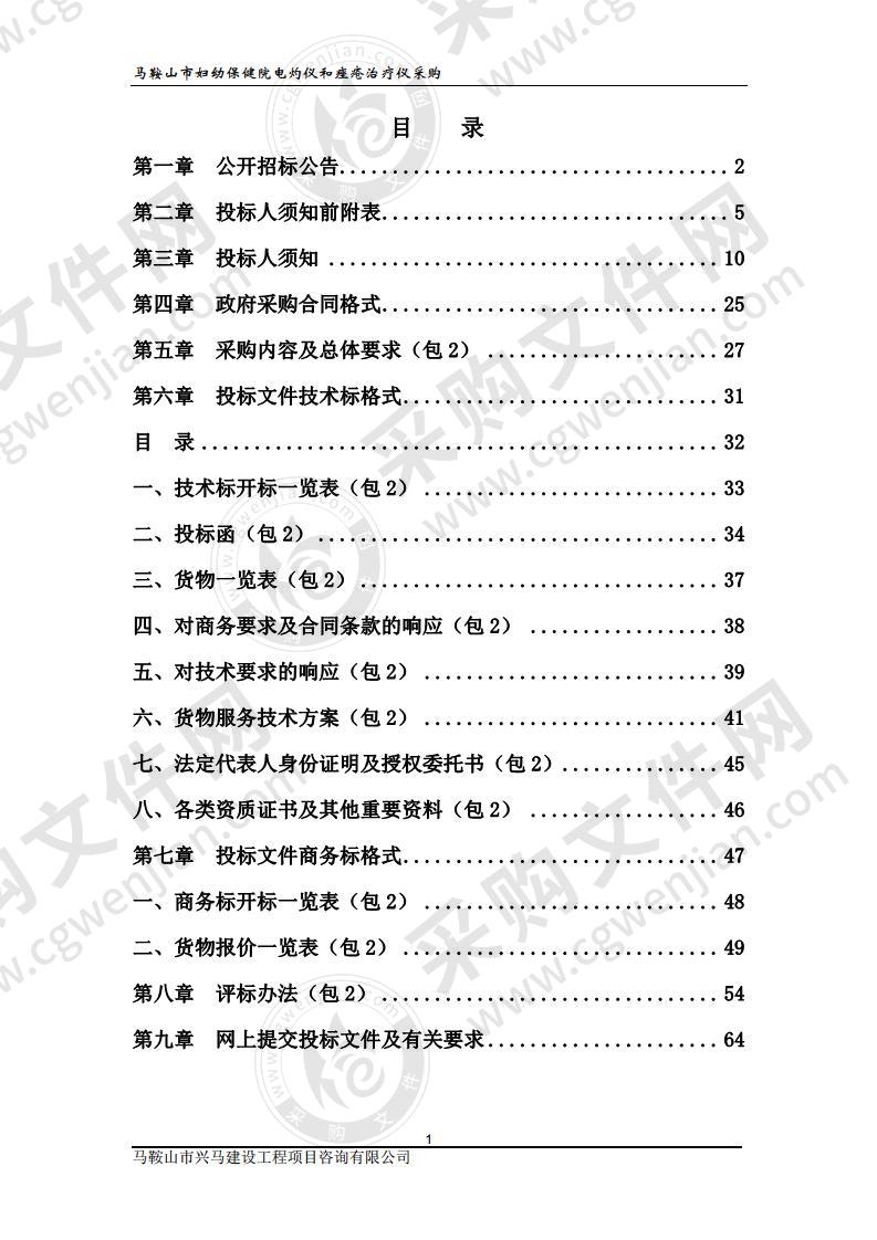 马鞍山市妇幼保健院电灼仪和痤疮治疗仪采购（包2）