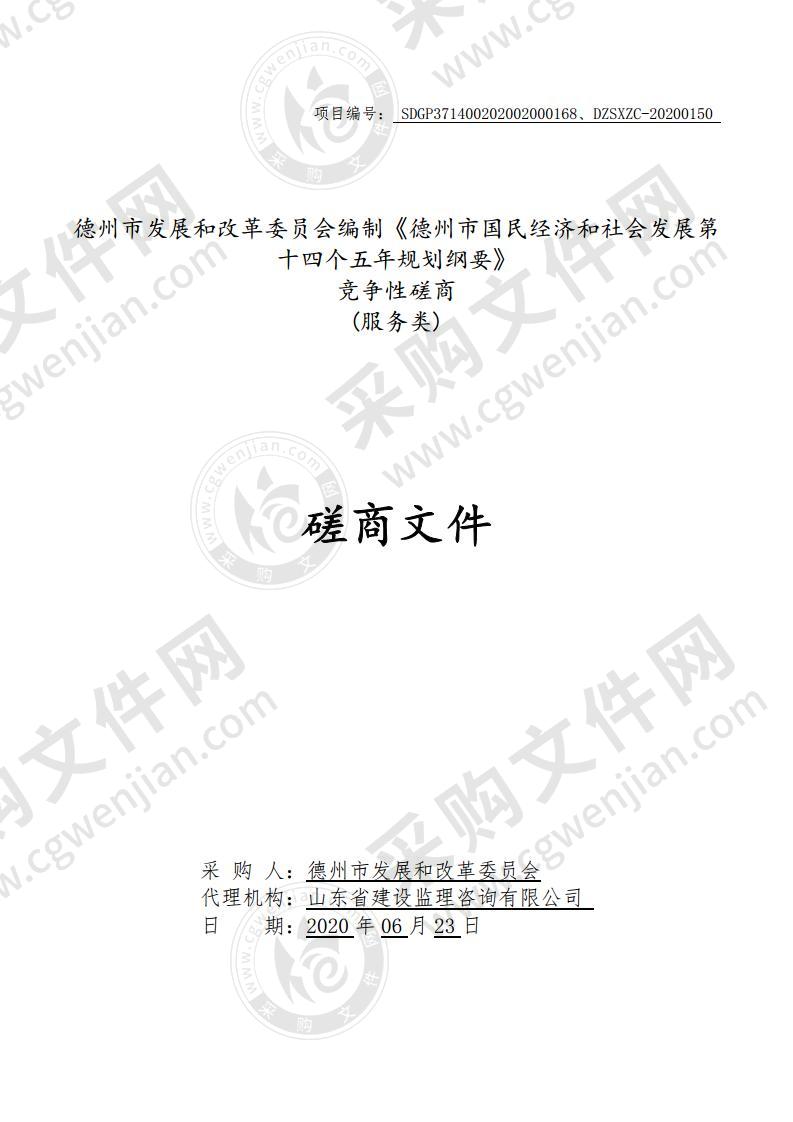 德州市发展和改革委员会编制《德州市国民经济和社会发展第十四个五年规划纲要》项目