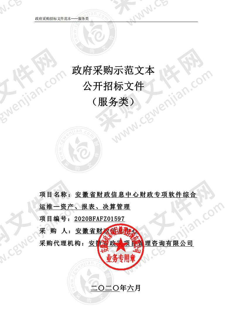 安徽省财政信息中心财政专项软件综合运维—资产、报表、决算管理项目