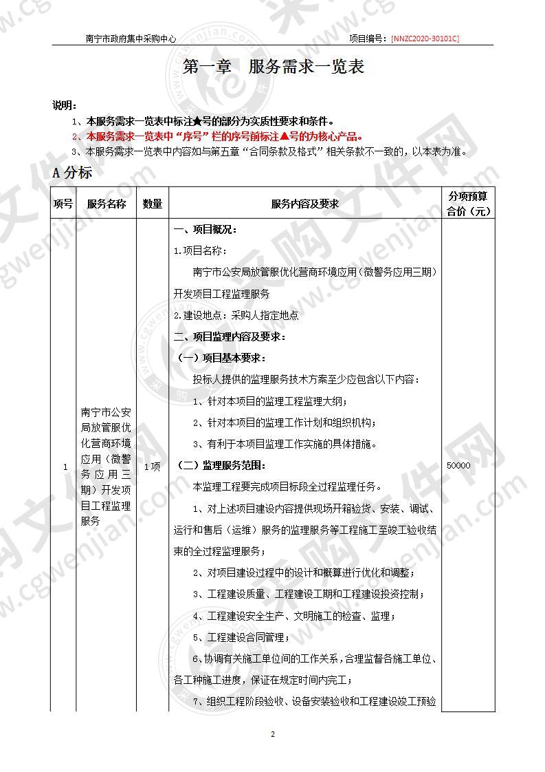 南宁市公安局放管服优化营商环境应用（微警务应用三期）开发、PGIS平台升级及定位信息全国联网建设、移动警务云平台及应用二期项目监理安全等级测评和第三方系统测评采购（A分标）