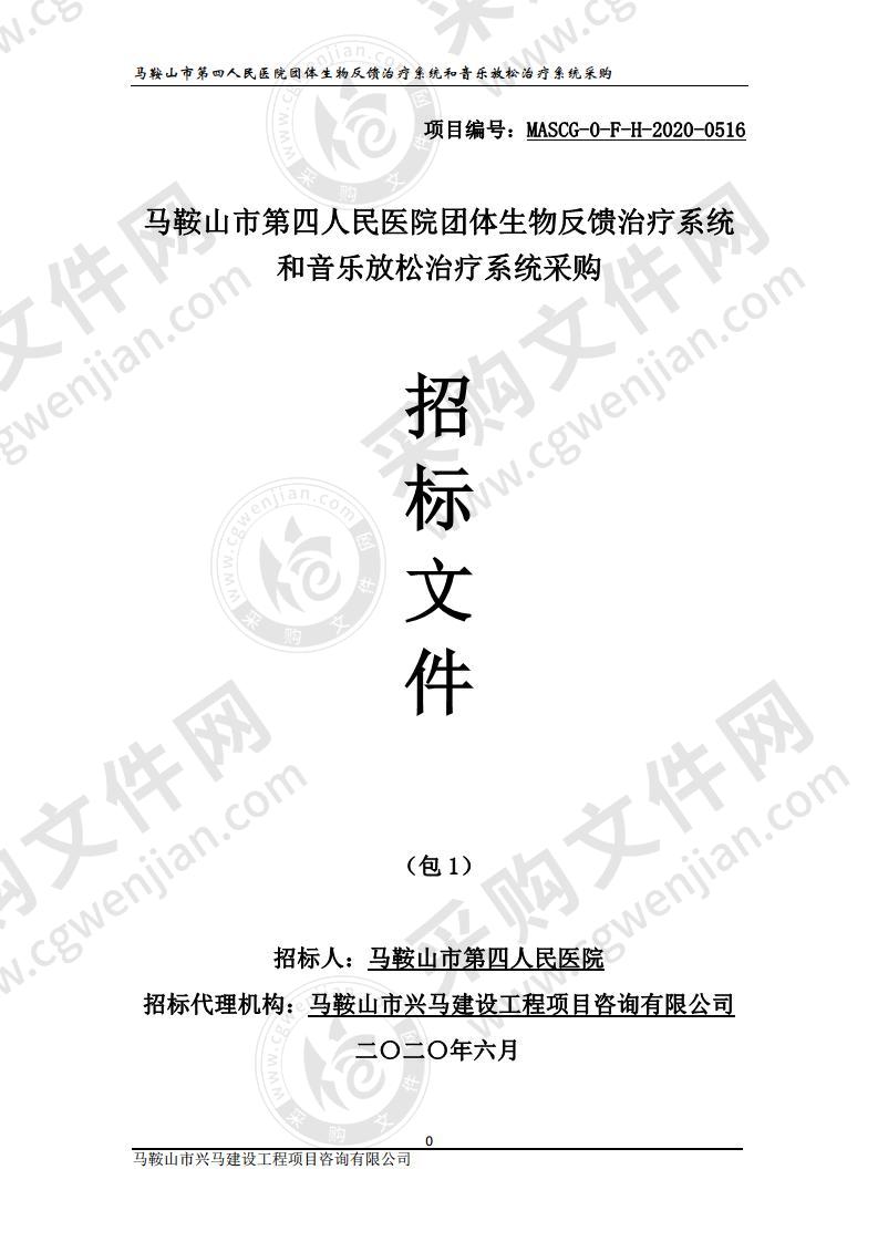 马鞍山市第四人民医院团体生物反馈治疗系统和音乐放松治疗系统采购（第一包）