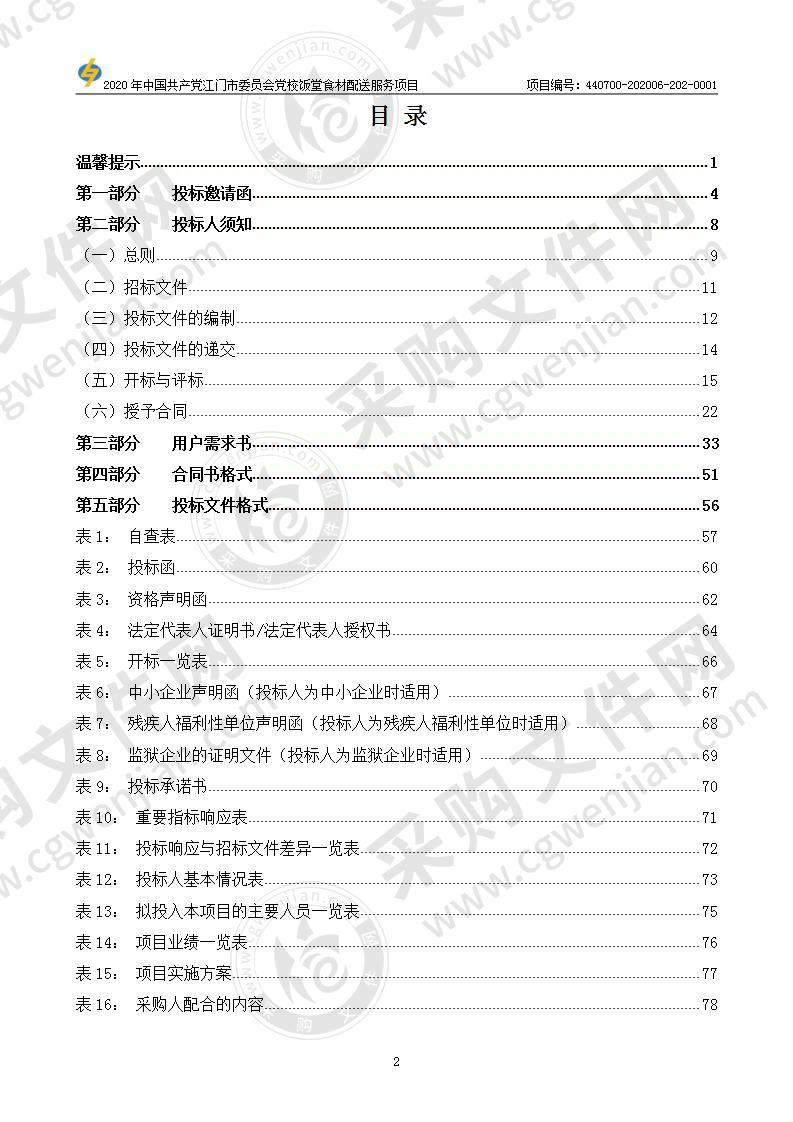 2020年中国共产党江门市委员会党校饭堂食材配送服务项目