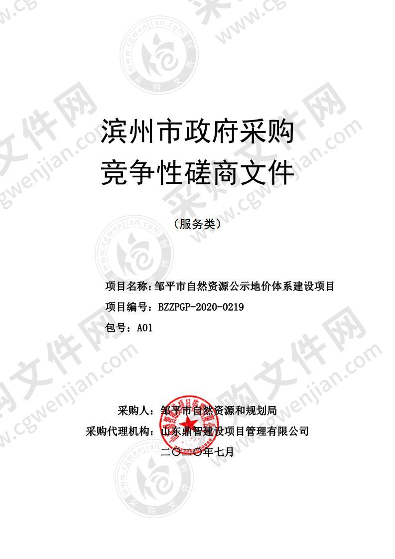 邹平市自然资源公示地价体系建设项目