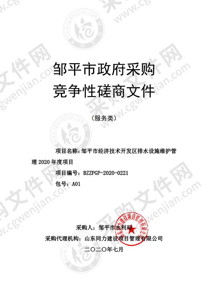 邹平市经济技术开发区排水设施维护管理2020年度项目