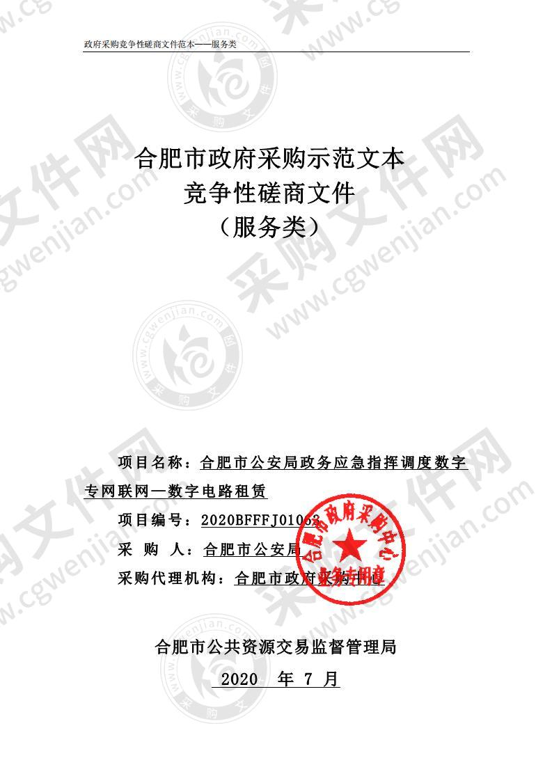 合肥市公安局政务应急指挥调度数字专网联网—数字电路租赁