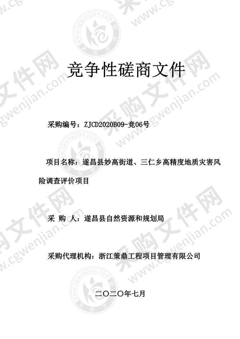 遂昌县妙高街道、三仁乡高精度地质灾害风险调查评价项目