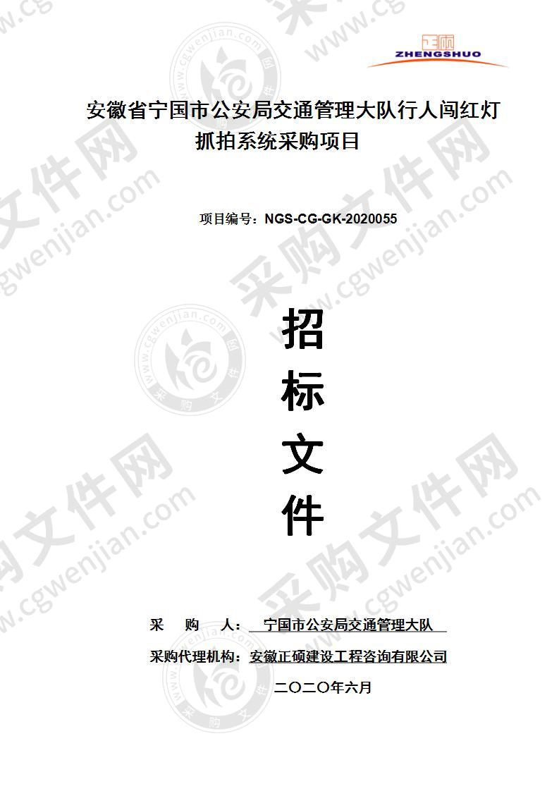 安徽省宁国市公安局交通管理大队行人闯红灯抓拍系统采购项目