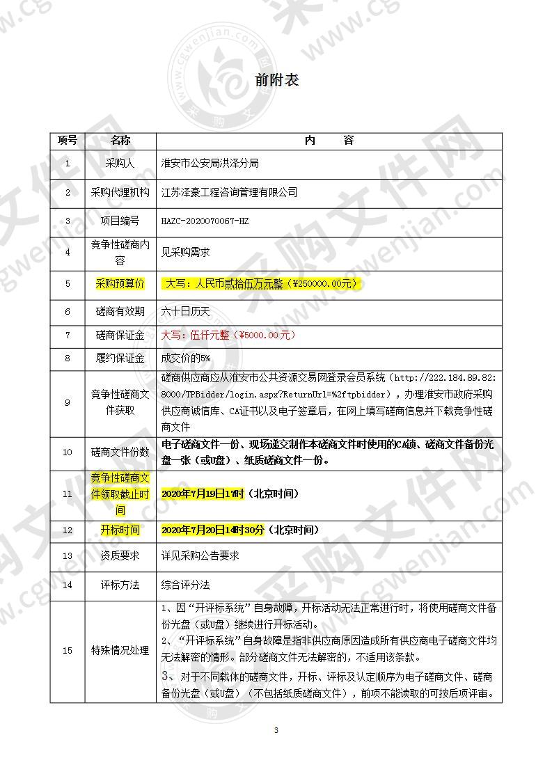 淮安市公安局洪泽分局警银通可信安全边界系统采购及安装项目