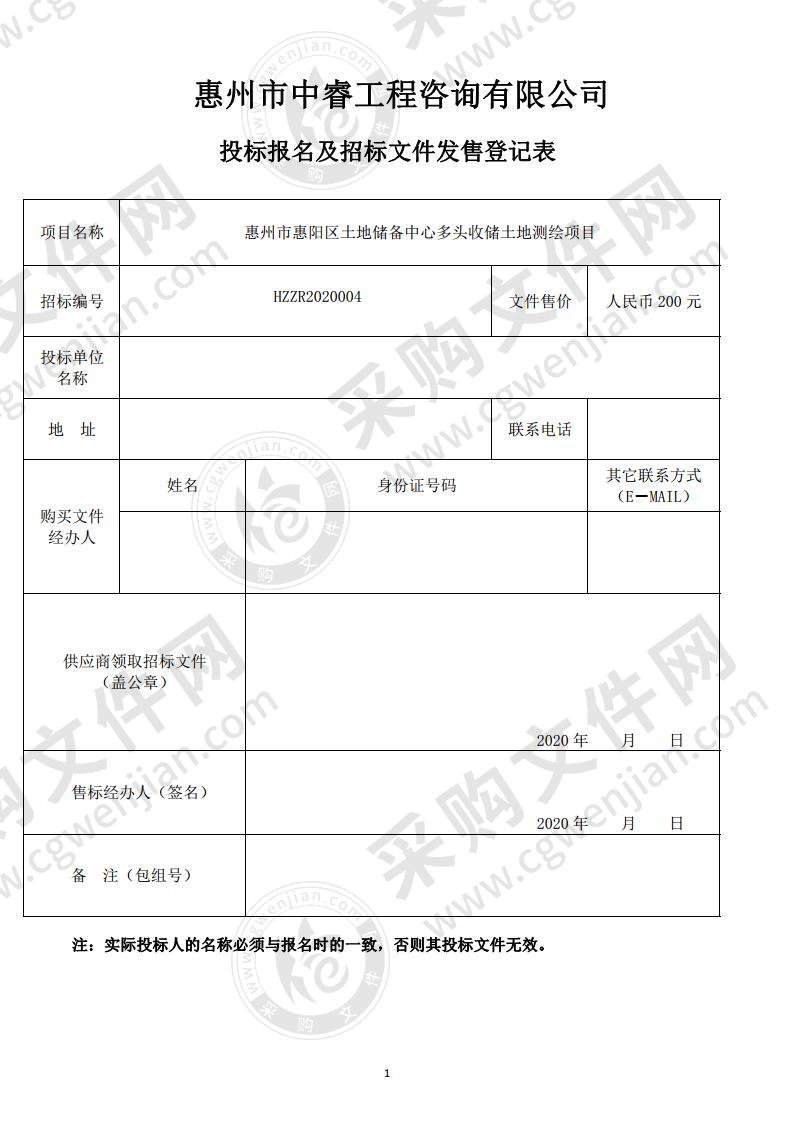 惠州市惠阳区土地储备中心多头收储土地测绘项目