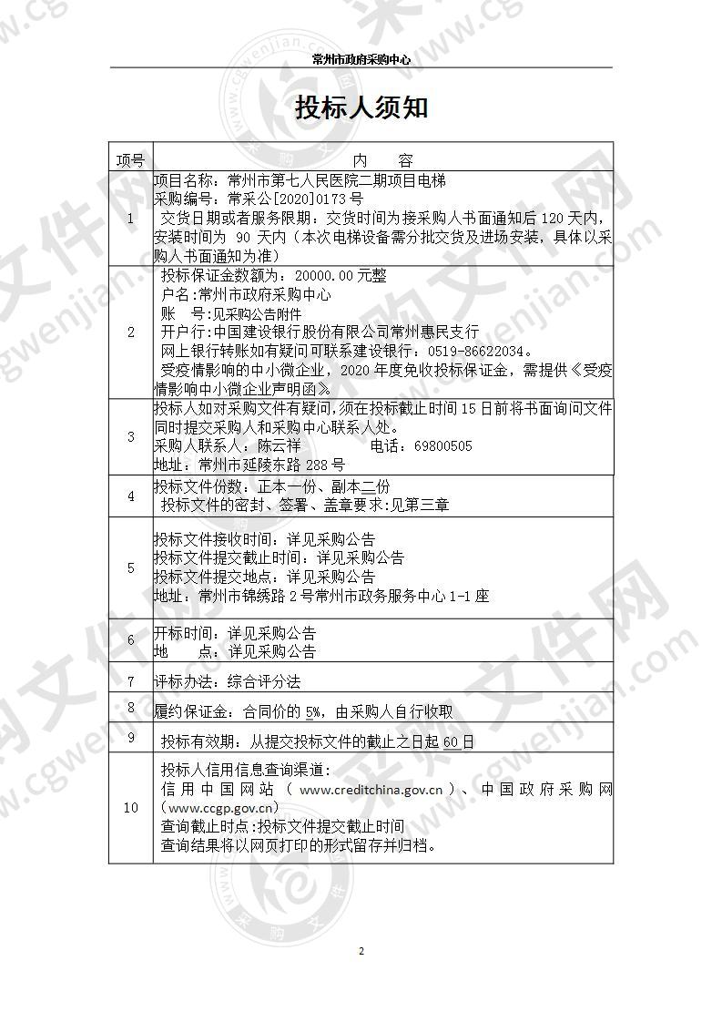 常州市第七人民医院二期电梯项目