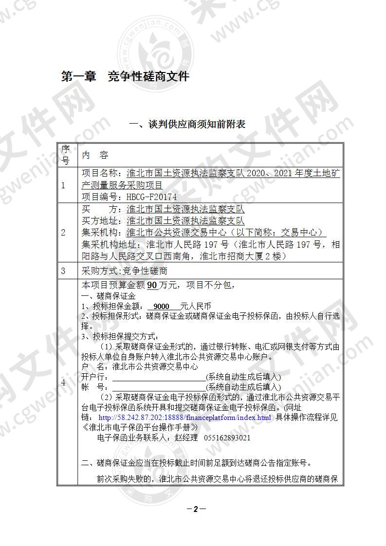 淮北市国土资源执法监察支队2020、2021年度土地矿产测量服务采购项目