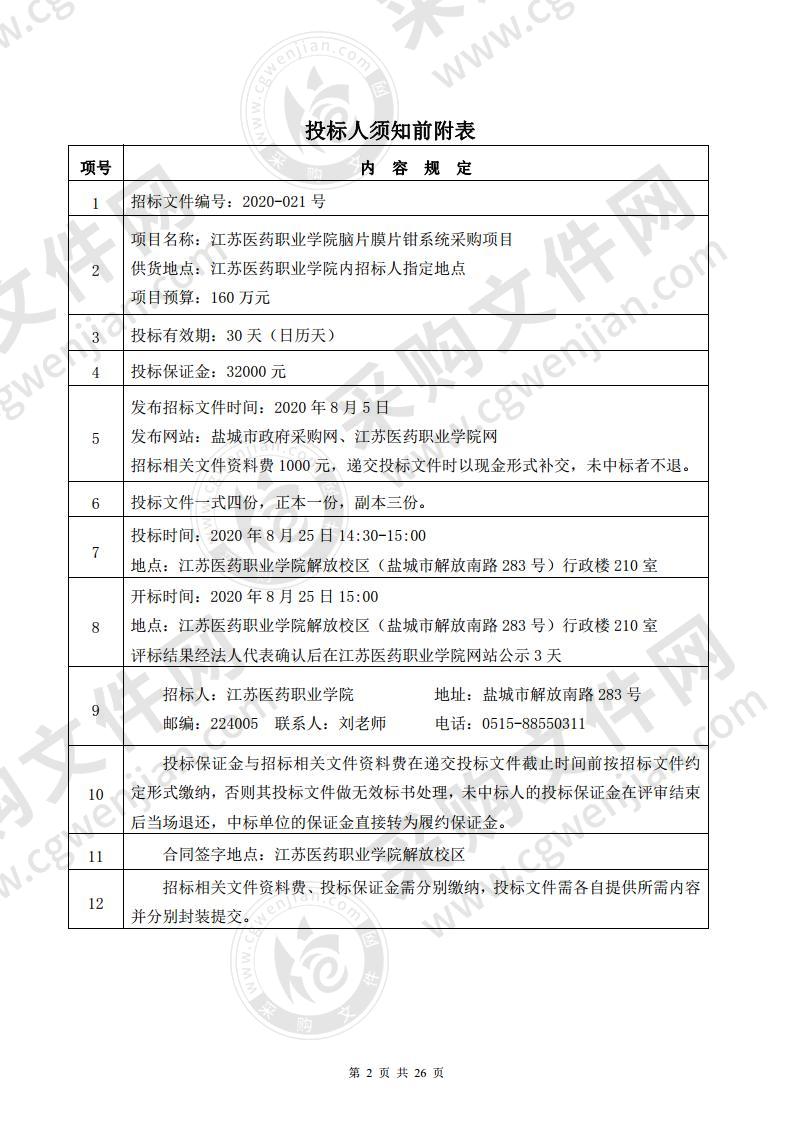 江苏医药职业学院脑片膜片钳系统采购项目