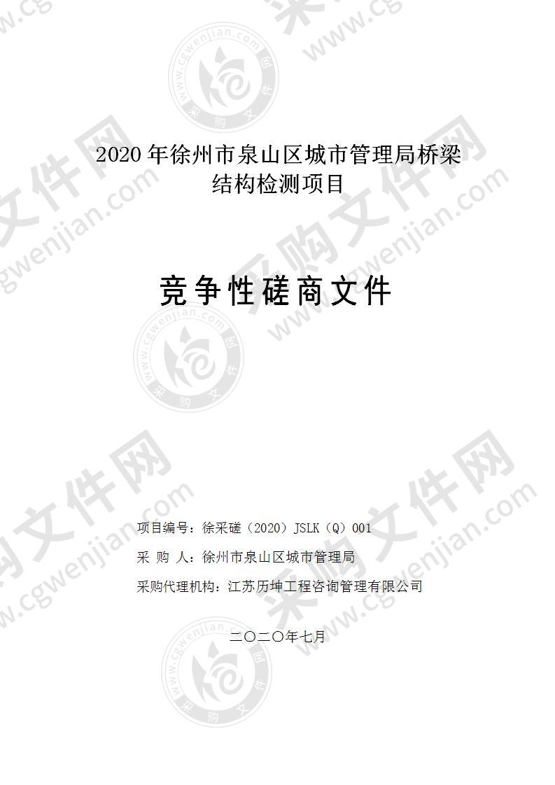 2020年徐州市泉山区城市管理局桥梁结构检测项目