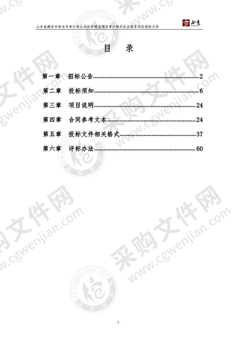 山东省潍坊市寿光市审计局公共投资建设项目审计购买社会服务项目