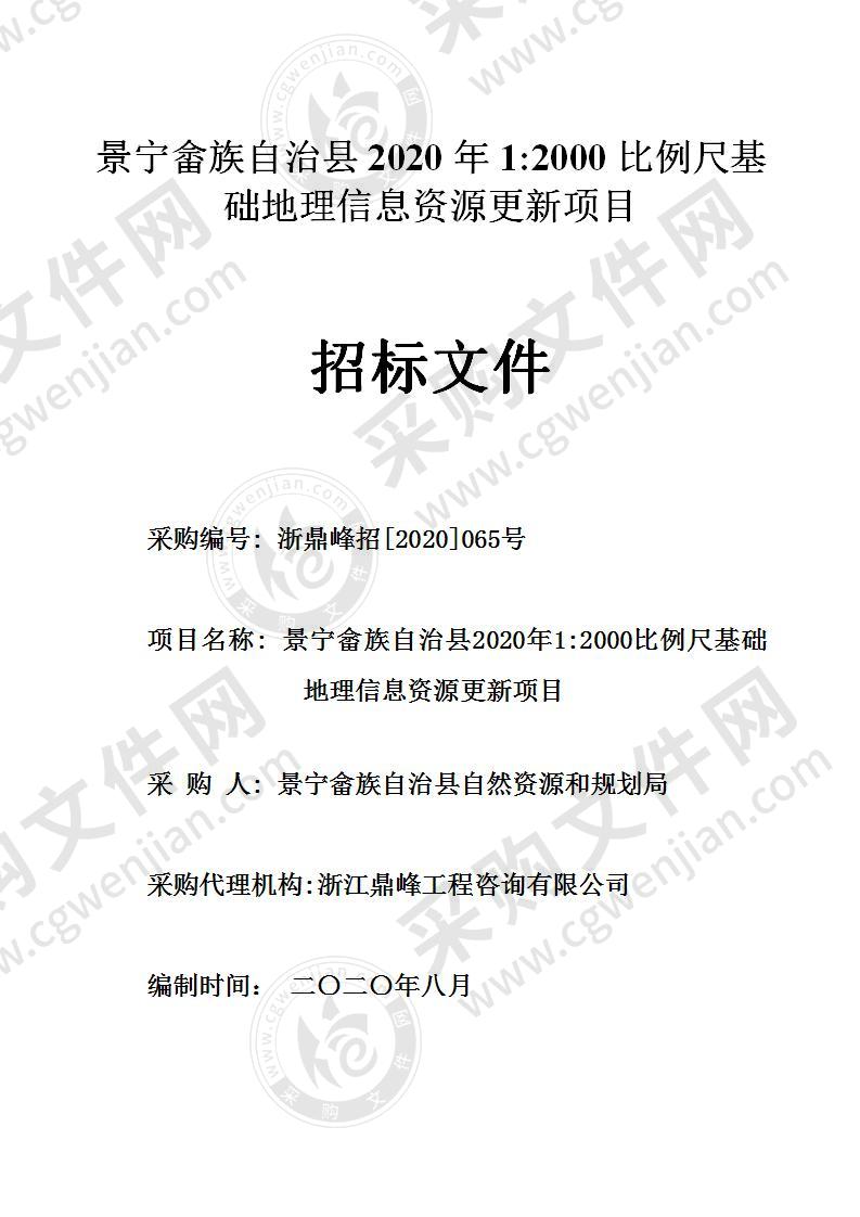 景宁畲族自治县2020年1:2000比例尺基础地理信息资源更新项目