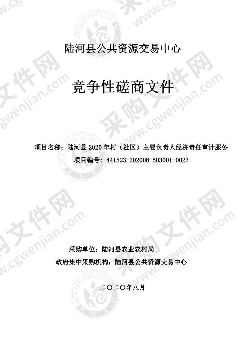 陆河县2020年村（社区）主要负责人经济责任审计服务