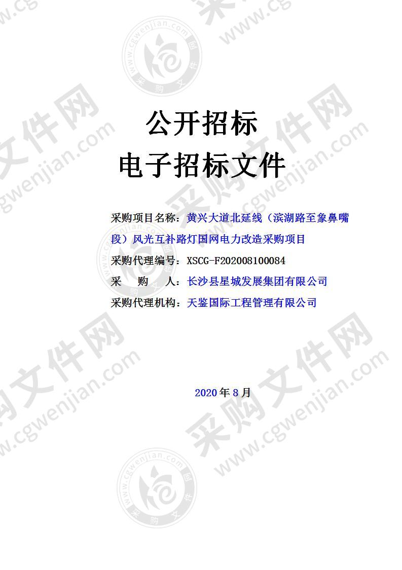 黄兴大道北延线（滨湖路至象鼻嘴段）风光互补路灯国网电力改造采购项目