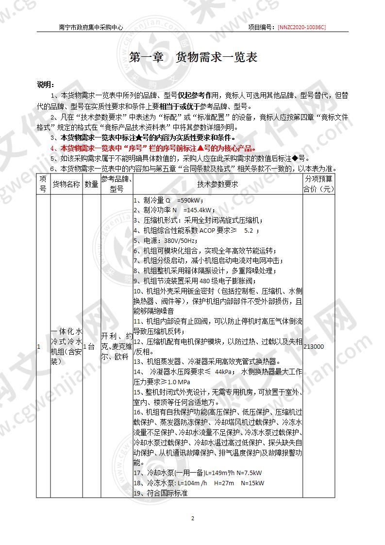 南宁市工程咨询规划事务所南宁市卫生相思湖校区一期二组团礼堂活动中心空调设备采购