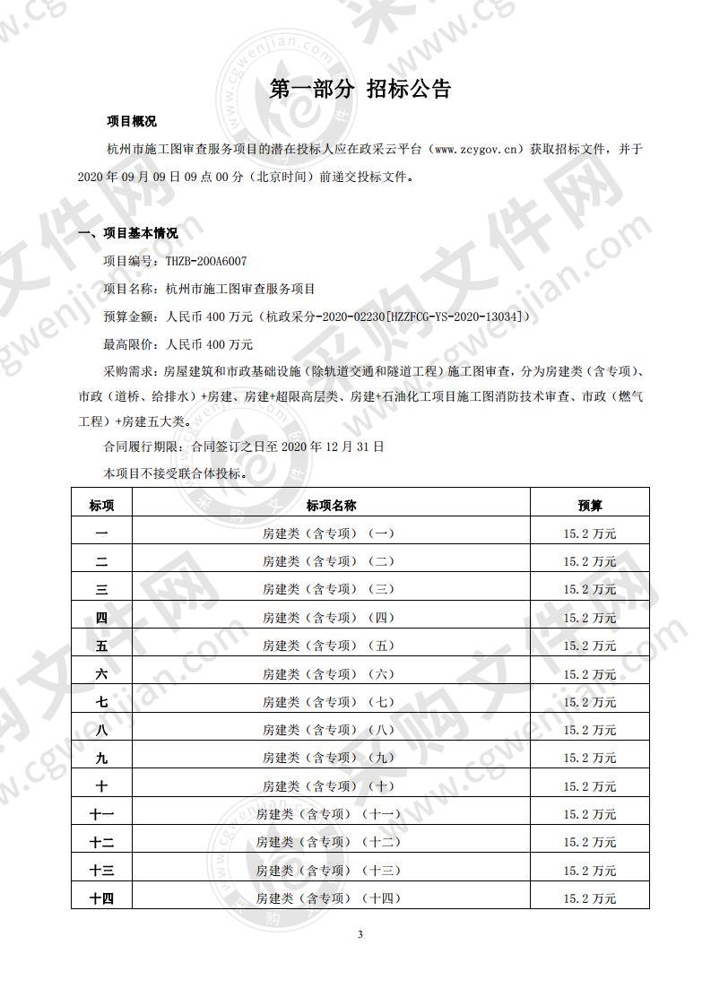 杭州市施工图审查服务项目