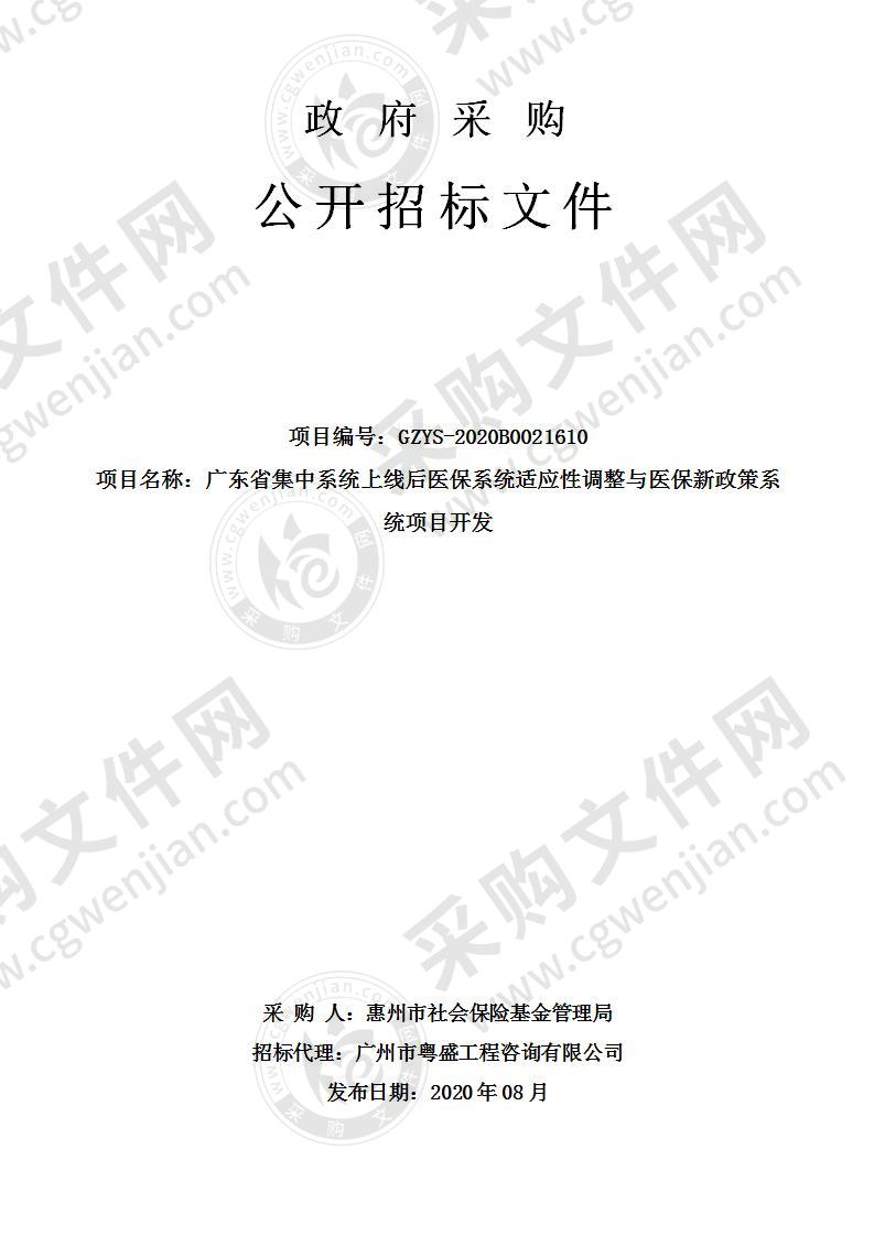 广东省集中系统上线后医保系统适应性调整与医保新政策系统项目开发