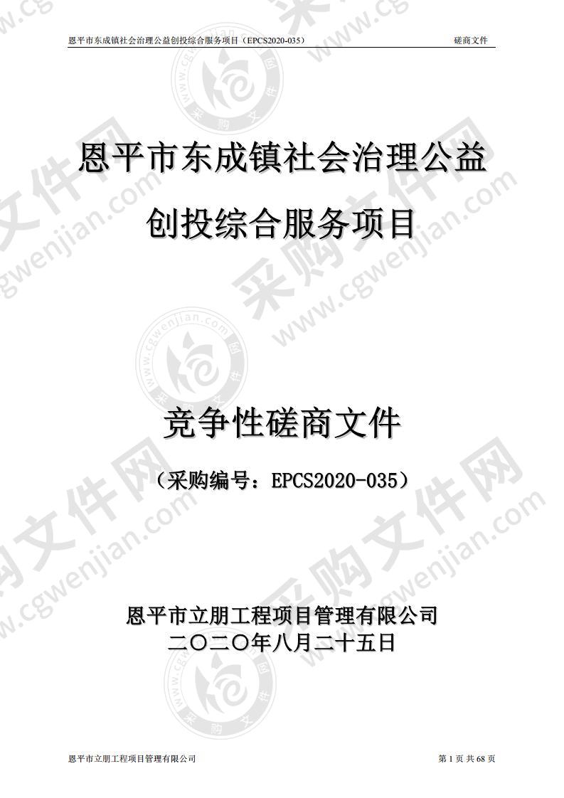 恩平市东成镇社会治理公益创投综合服务项目