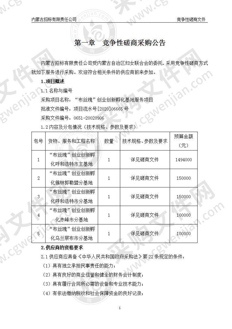 “布丝瑰”创业创新孵化基地服务项目