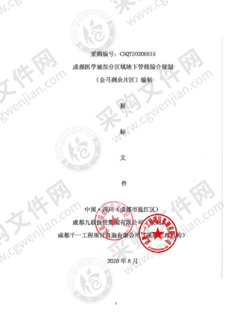 成都医学城部分区域地下管线综合规划（金马剩余片区）编制